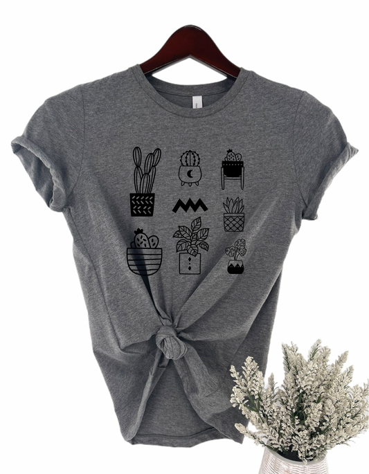 Women's Houseplant and Cactus Short Sleeve Graphic Tee