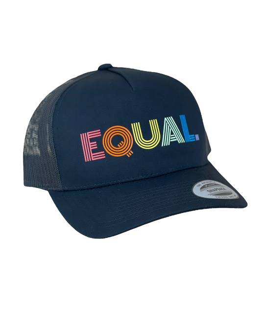 Rainbow “Equal.” 5 Panel Trucker Retro Trucker Cap Black