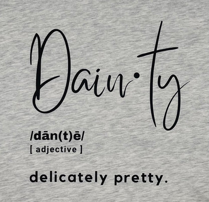 Definition of dainty with a beige background