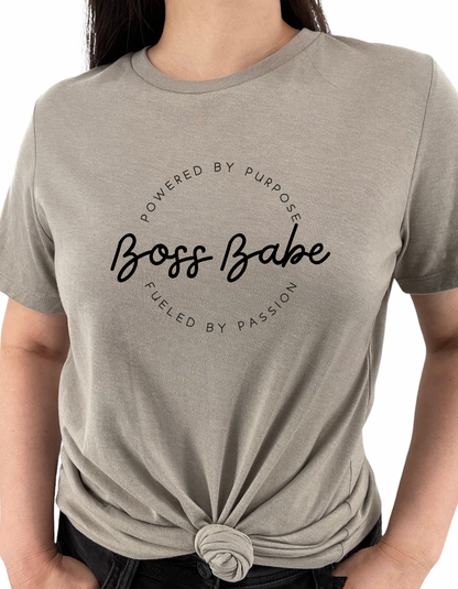 Powered by purpose Boss Babe women's statement tee